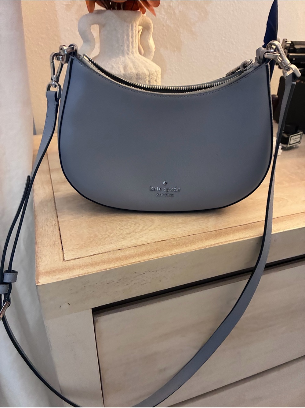 kate spade Grey Leather Crescent Crossbody Bag